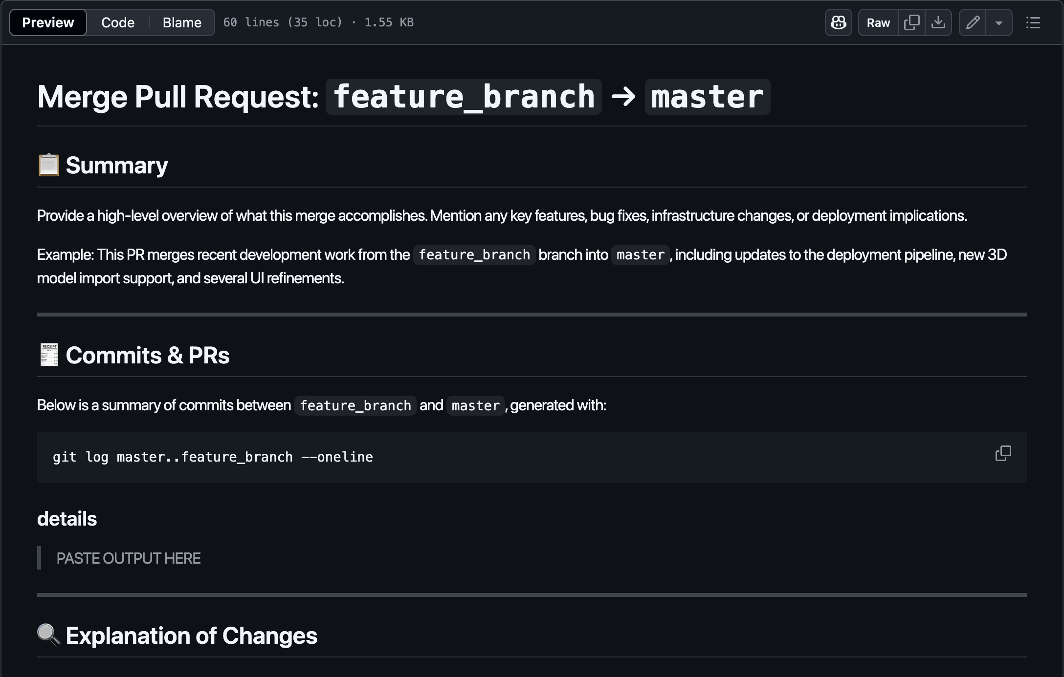 Feature Branch Pull Request Template